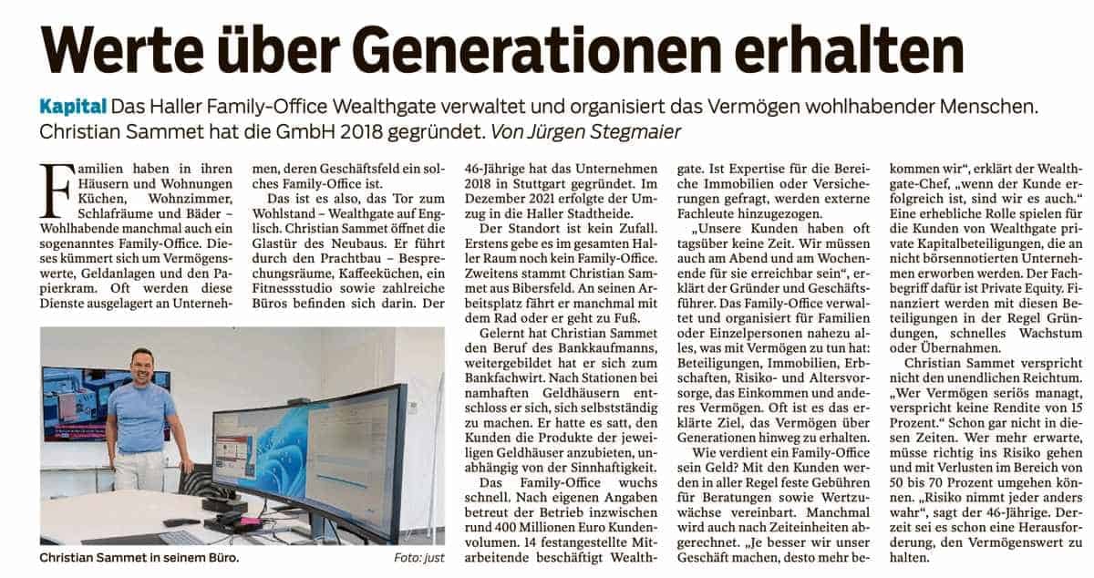 Werte über Generationen erhalten – Artikel im Haller Tagblatt